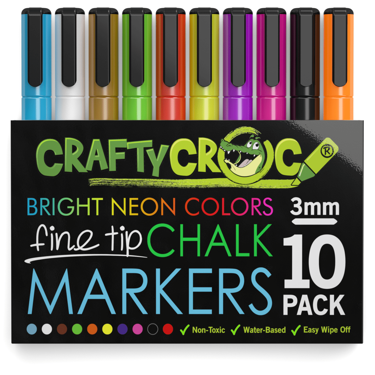 Chalk Markers – 10 Neon Colors – Crafty Croc