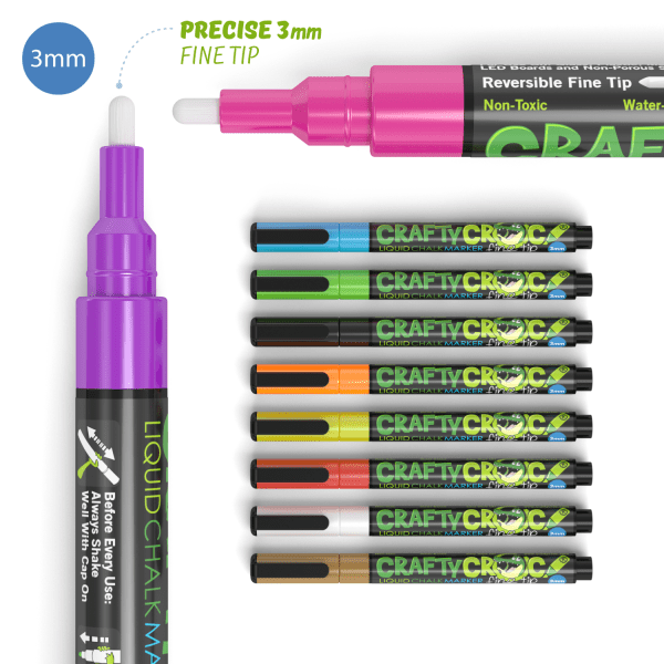 Chalk Markers 10 Neon Colors 3mm Fine Tip