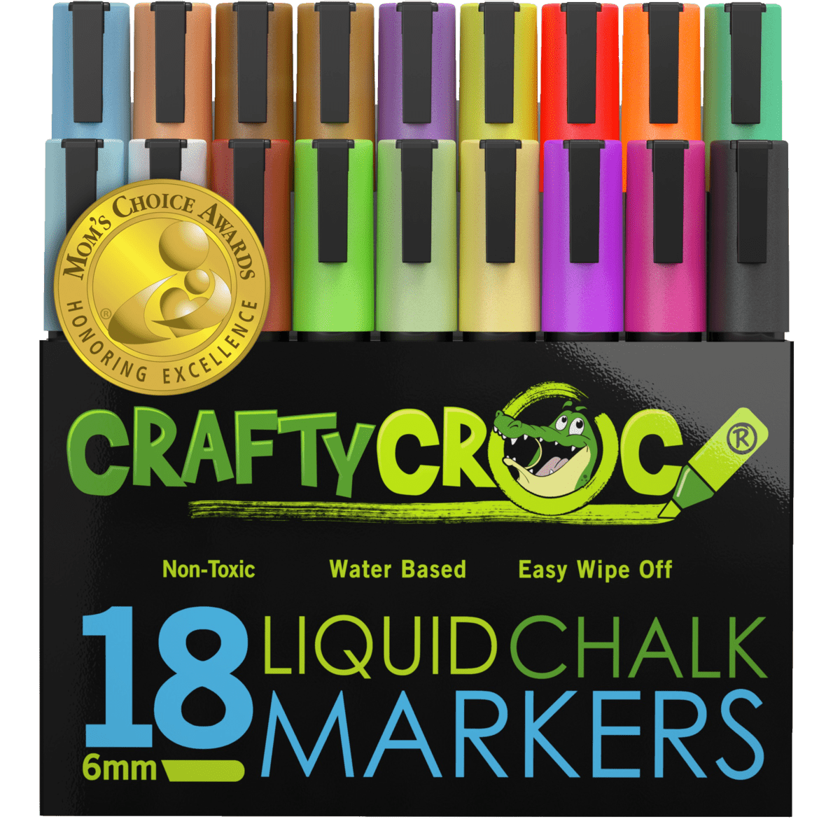 Crafty Croc Liquid Chalk Markers, 10 Pack of Neon Chalk Pens, For Nonporous  Chalkboards, Bistro Boards, Glass and Windows