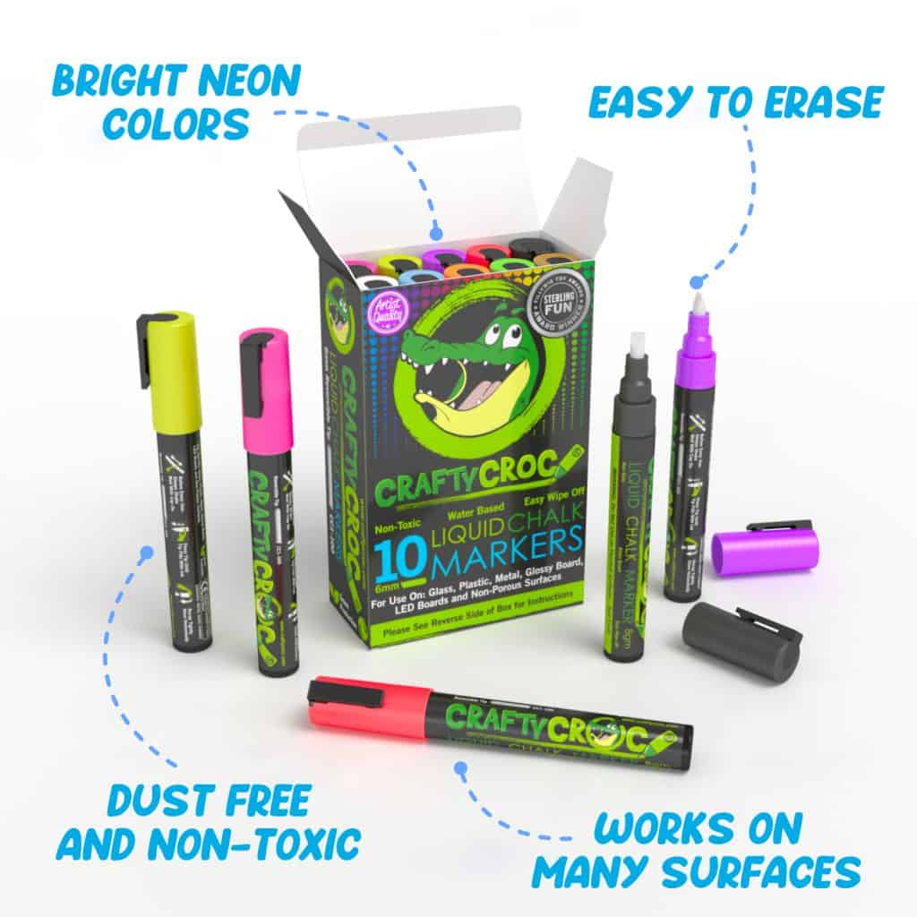 Chalk Markers 10 Neon Colors Crafty Croc