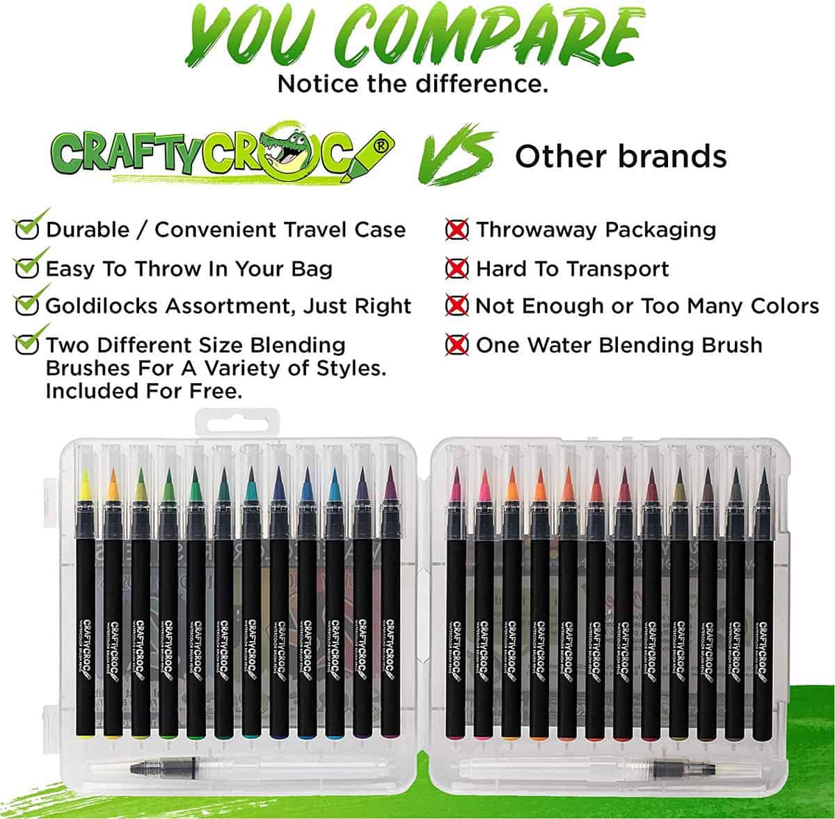 Watercolor Brush Pens 24 Colors Crafty Croc