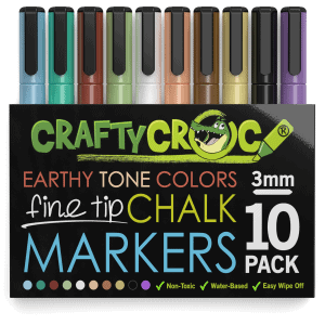 Fine Tip Chalk Markers, 10 Earth Tone Colors