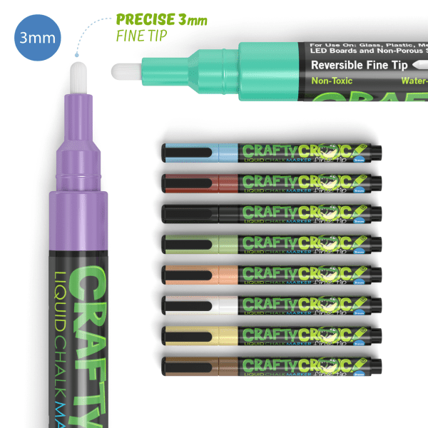 Fine Tip Chalk Markers, 10 Earth Tone Colors, Close-up Photos