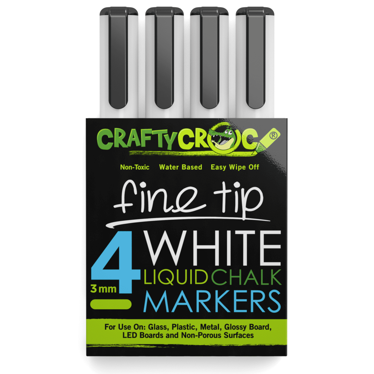 Fine Tip Chalk Markers - 4 White Colors