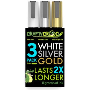 Crafty Croc Fine Tip Liquid Chalk Markers, Precise 3mm Tips, Earth Tone  Colors, 10-Pack